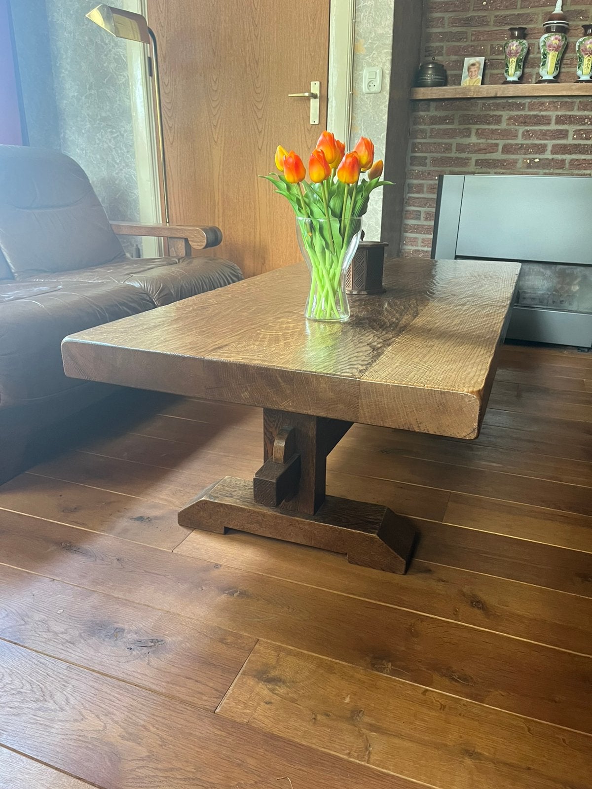 Eikenhouten Salontafel, 140 cmx 72 cm x45 cm (hoog), Huis en Inrichting, Ophalen, Gebruikt, Rechthoekig, Eikenhout