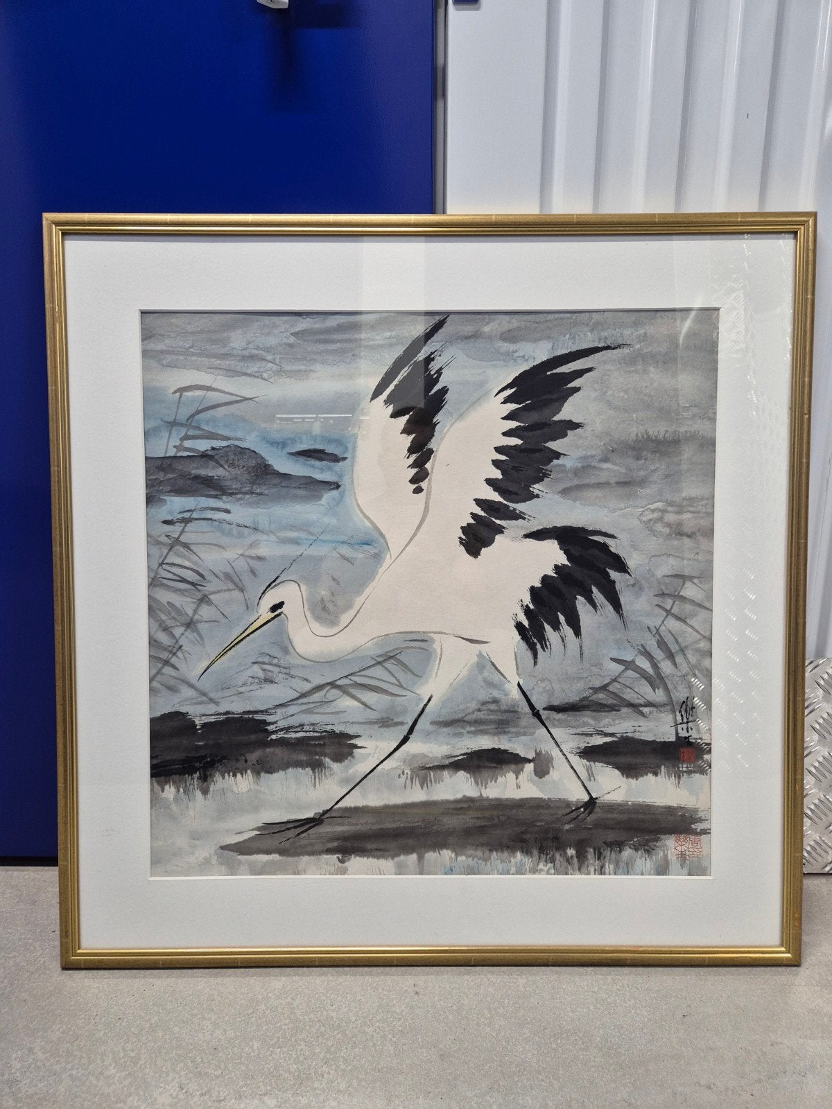Waterverf Schilderij Reiger - Direct van de Maker, Antiek en Kunst, Ophalen of Verzenden