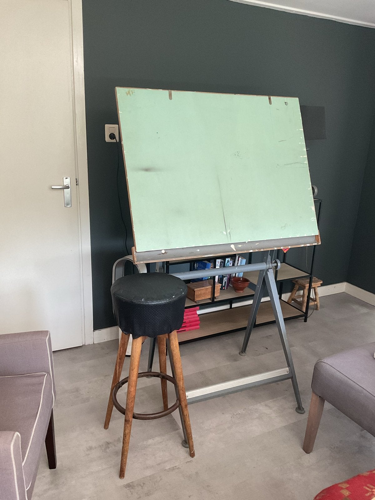 Vintage Tekentafel - Verstelbaar en Robuust, Doe-het-zelf en Verbouw, Tekentafels, Ophalen, Gebruikt, Minder dan 130 cm