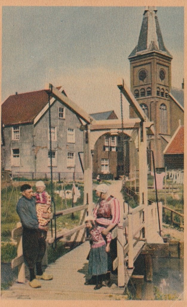 MARKEN Brug Klederdracht Kerk kl.f., Verzenden, 1940 tot 1960, Ongelopen, Noord-Holland