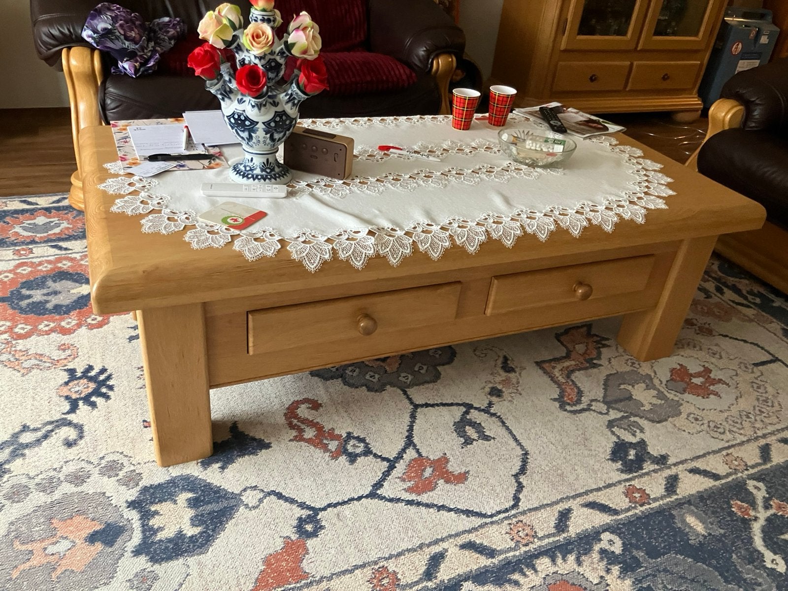 Blank eiken tafel, Ophalen, Zo goed als nieuw, Rechthoekig, 125 cm of meer