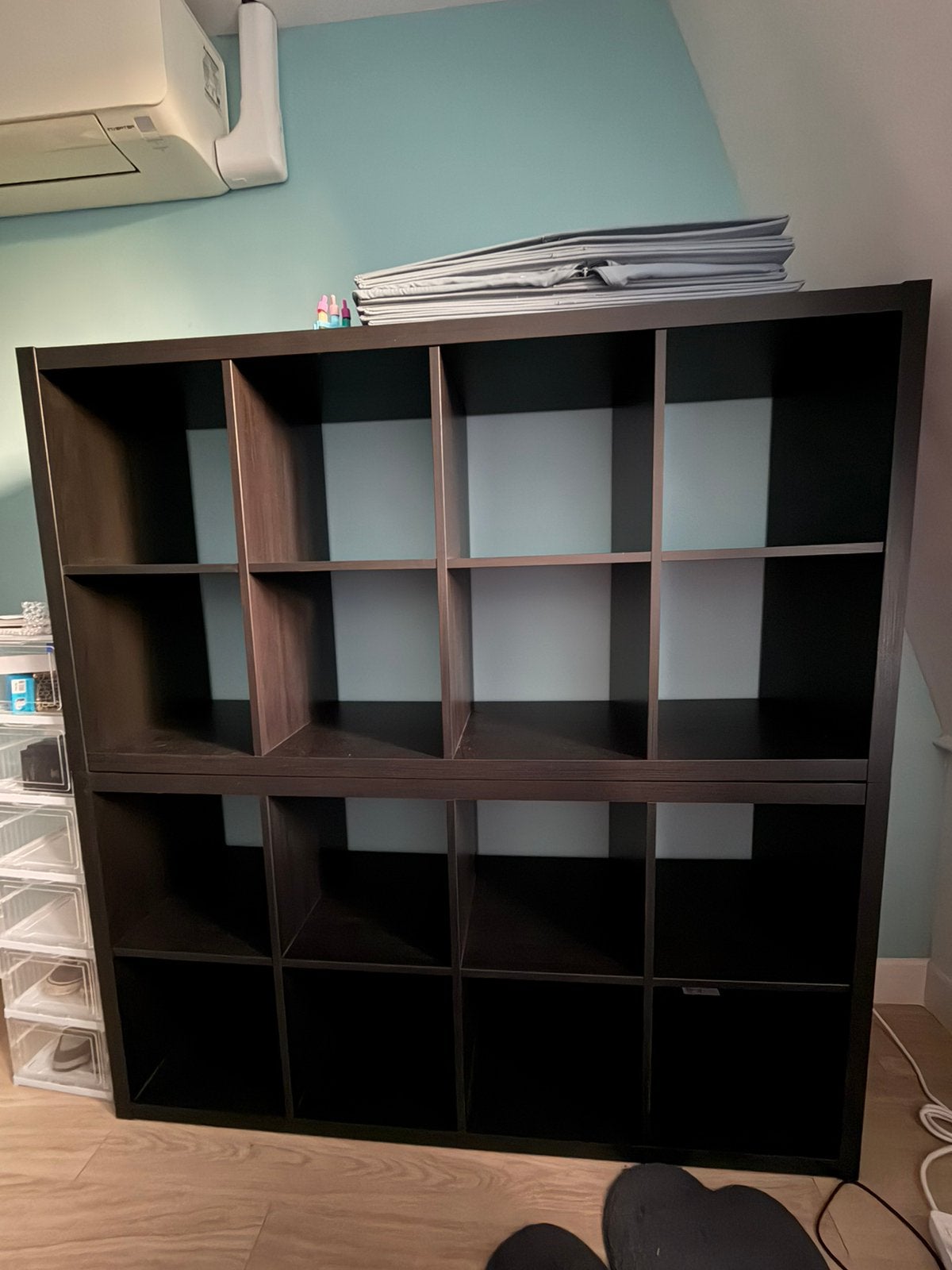 Twee IKEA Kallax kasten met blauwe Dröna opbergbakken, Huis en Inrichting, Ophalen of Verzenden, Zo goed als nieuw