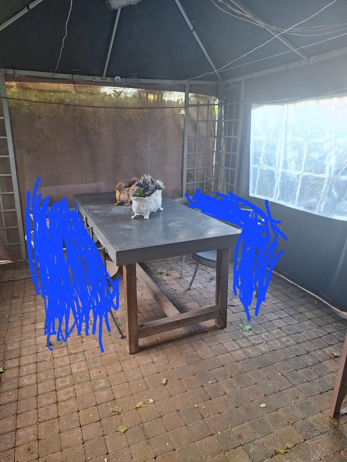 aparte zware tuintafel, Tuin en Terras, Ophalen, Gebruikt, Rechthoekig, Metaal