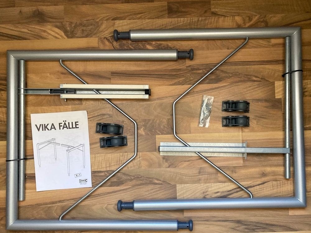 IKEA Vika Fäll tafelpoten - Zilverkleurig (zonder blad), Ophalen of Verzenden, Gebruikt, Metaal, Tafelpoot