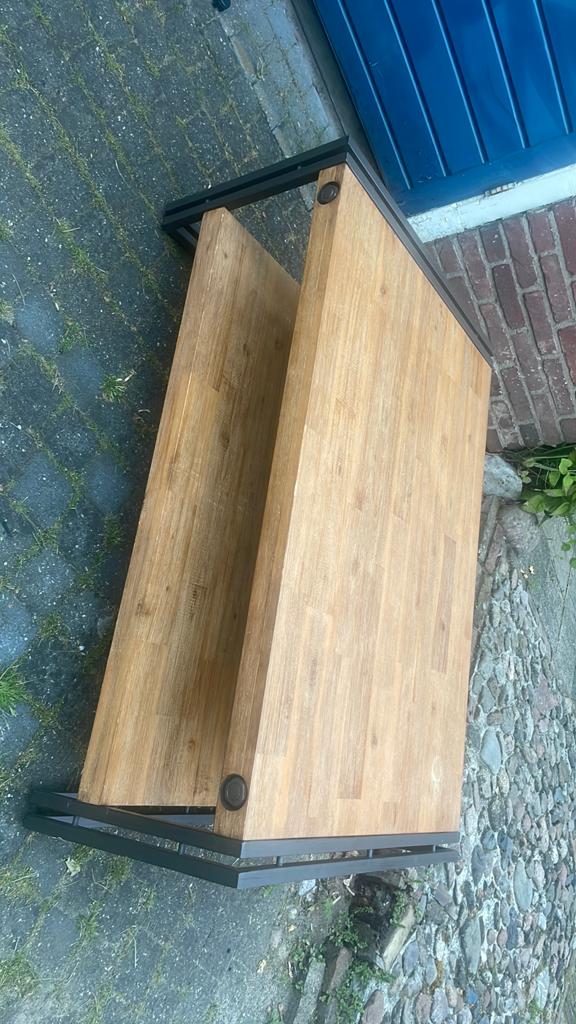 Industriele Salontafel mangohout, Huis en Inrichting, Tafels | Salontafels, Ophalen, Gebruikt, 100 tot 150 cm, 50 tot 100 cm