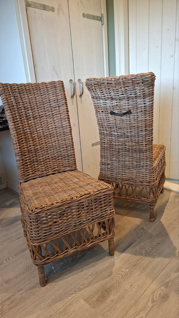 Mooie rotan landelijke stoelen 6 rieten rattan, Huis en Inrichting, Stoelen, Ophalen of Verzenden, Zo goed als nieuw, Bruin