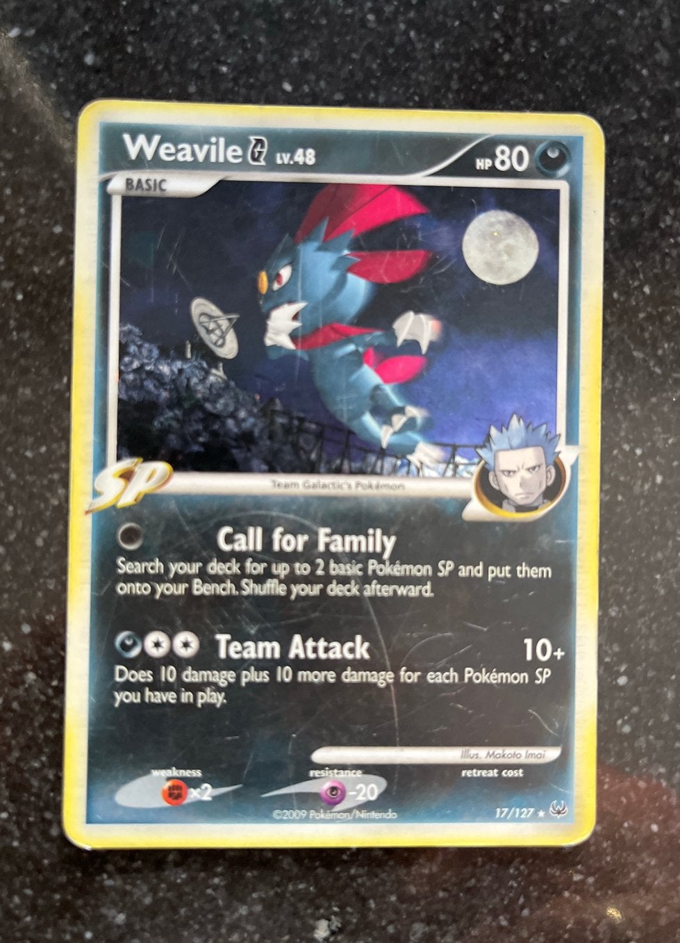 Pokémon Kaart Weavile LV.48 Team Galactic's SP, Ophalen of Verzenden, Gebruikt, Losse kaart
