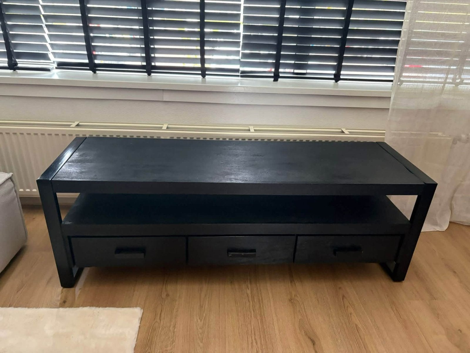 Zwart tvmeubel met lades en salontafel, Huis en Inrichting, Ophalen, 50 – 75, Minder dan 50 cm, Gebruikt