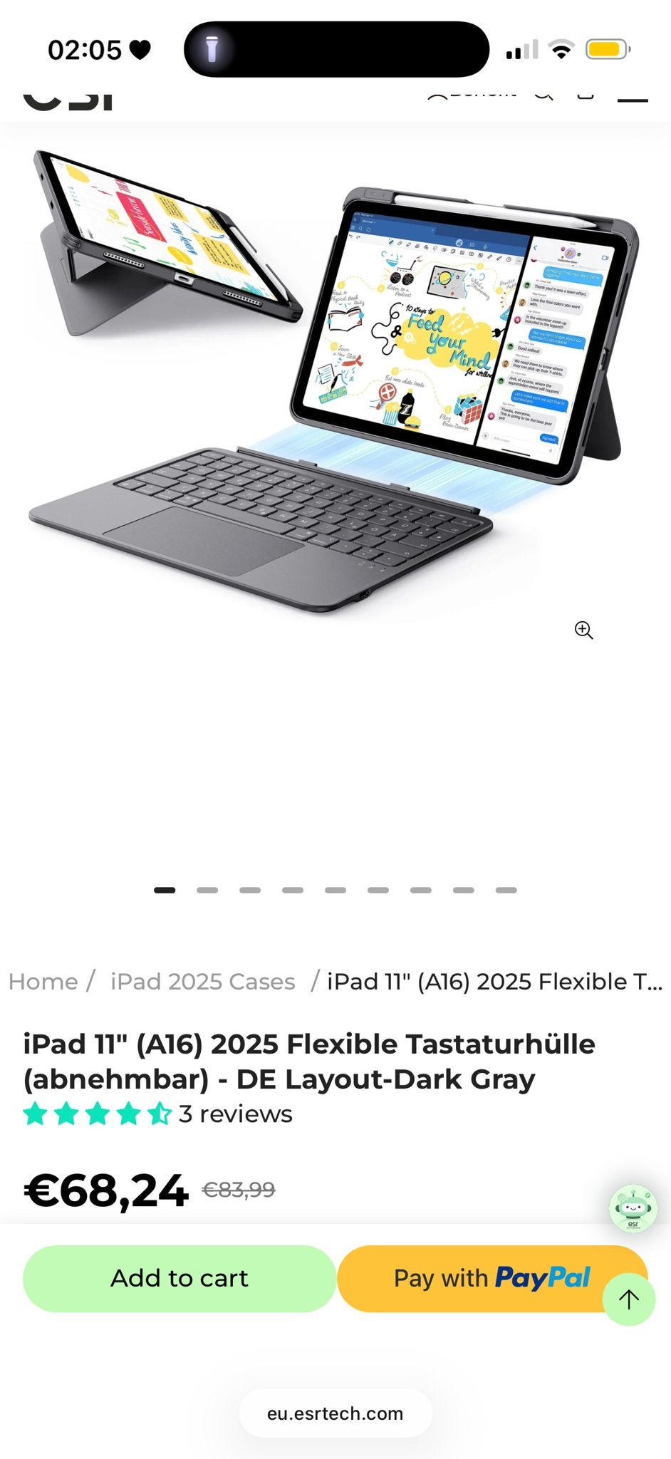 ESR Bluetooth Toetsenbord voor iPad A16 2025, Verzenden, Gebruikt, Draadloos