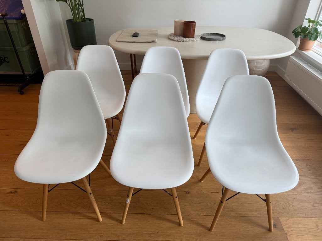 Eames-look stoelen (6 stuks), Gebruikt, Eames-look, Wit, Vijf, Zes of meer stoelen