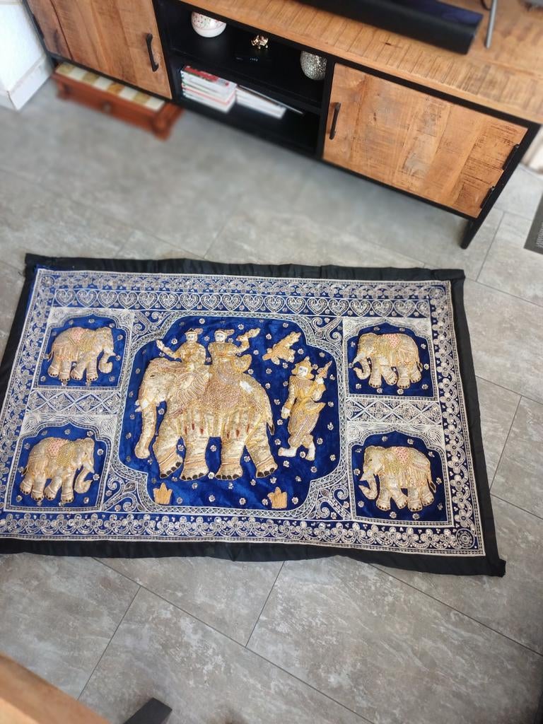Blikvanger handgemaakte kalaga wandkleed uit birma een, Antiek en Kunst, Ophalen of Verzenden