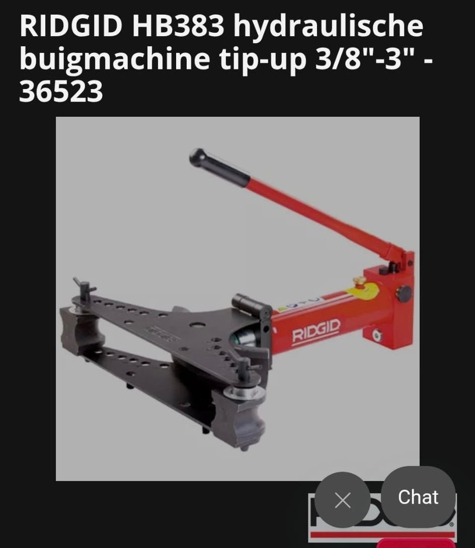 RIDGID HB383 Hydraulische Buigmachine 3/8"-3", Ophalen, Zo goed als nieuw, Overige typen, Ridgid