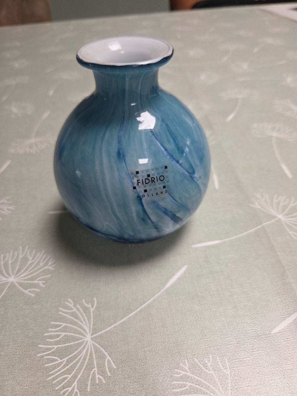 Bolvaasje Fidrio Glass kleur blauw/aqua, Huis en Inrichting, Ophalen, Blauw, 13 cm, Glas