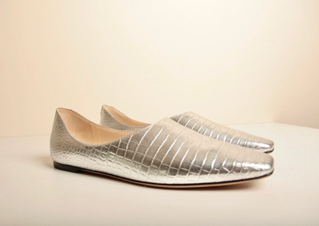 JIMMY CHOO Prachtige zilver flat Maat 42 Nieuw! Winkelpr€700, Overige kleuren, Nieuw, Jimmy Choo, Ballerina's