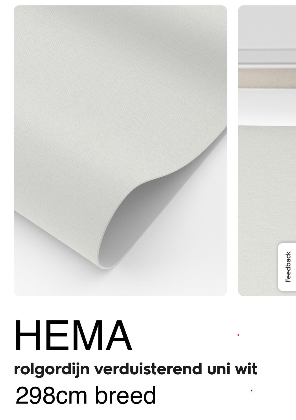 Hema rolgordijn verduisterend uni wit 298cm breed, Ophalen, Overige merken, Verduisterend, 298 cm
