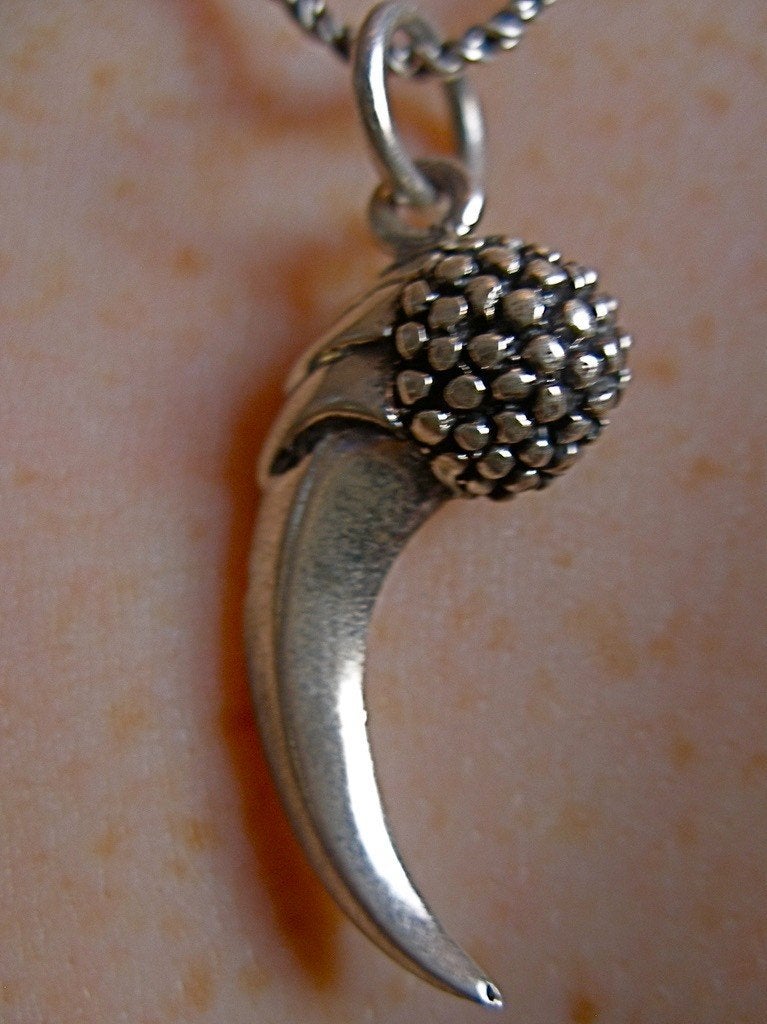 Zilveren 925 zilver kettinghanger massieve versierde tand, Verzenden, Nieuw, Zilver, Zilver