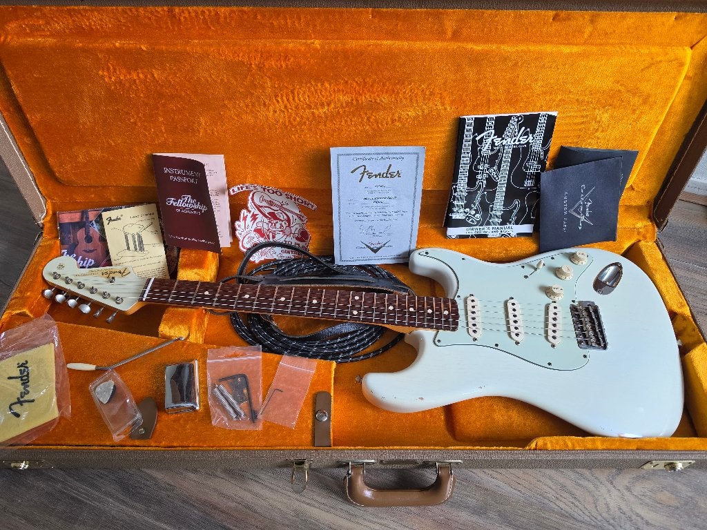 Fender Custom Shop '60 Stratocaster Relic Olympic White., Ophalen of Verzenden, Zo goed als nieuw, Solid body, Fender