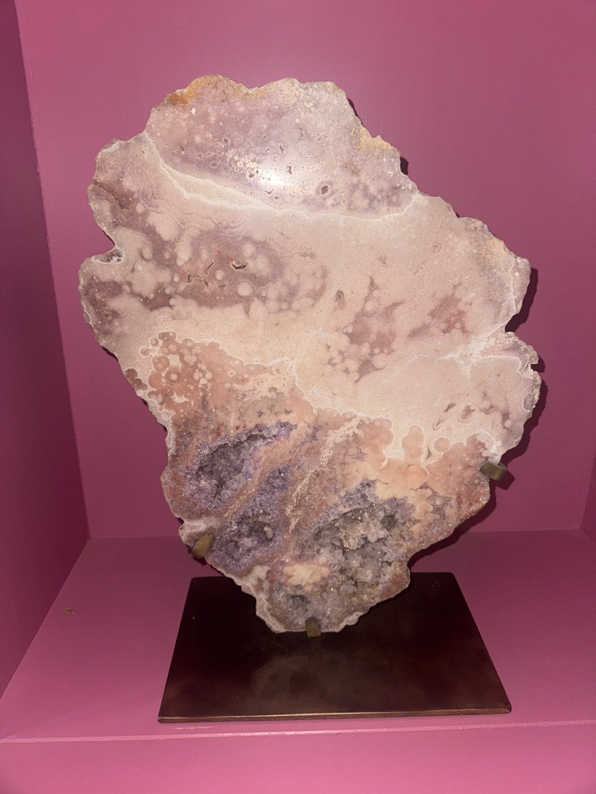 Prachtige Amethist Geode Plaat op Standaard, Ophalen, Mineraal