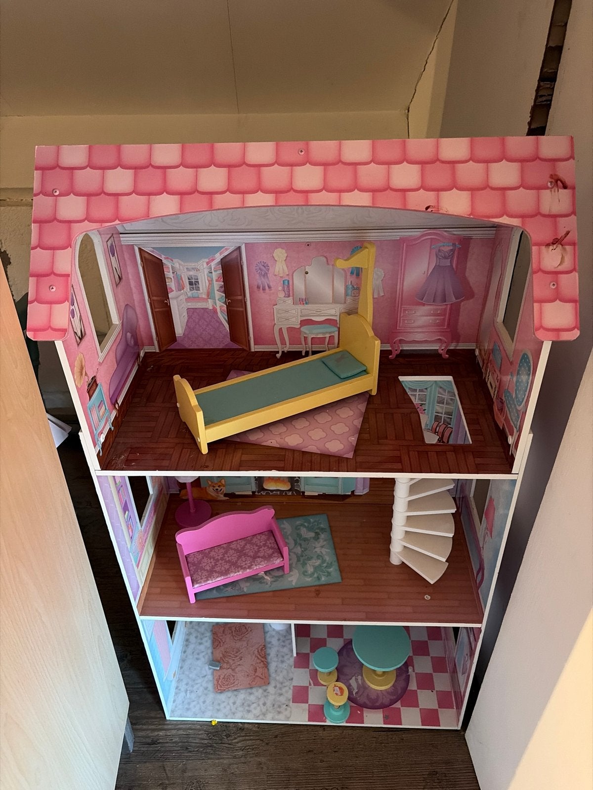 Groot houten poppenhuis met meubels, Ophalen, Gebruikt, Overige typen