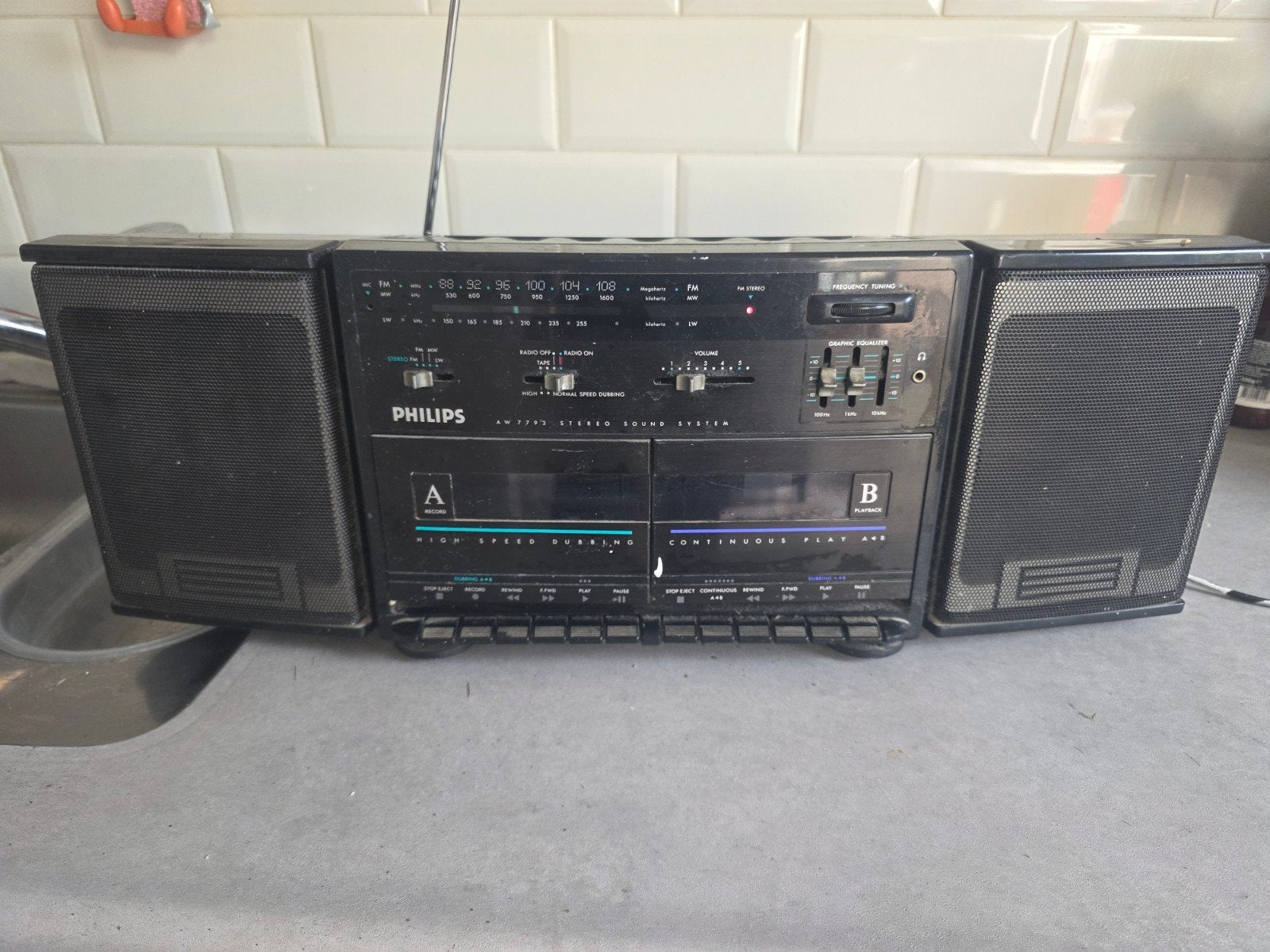 Philips AM/FM Stereo Sound System met Cassettedeck, Audio, Tv en Foto, Cassettedeck, Philips, Gebruikt, Draagbaar