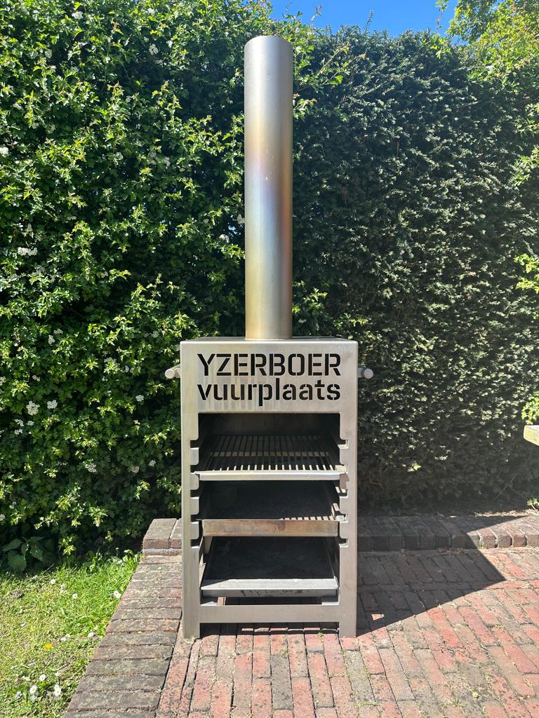 RVS tuinhaard buitenhaard buitenkachel tuinkachel bbq stevig, Ophalen, Gebruikt
