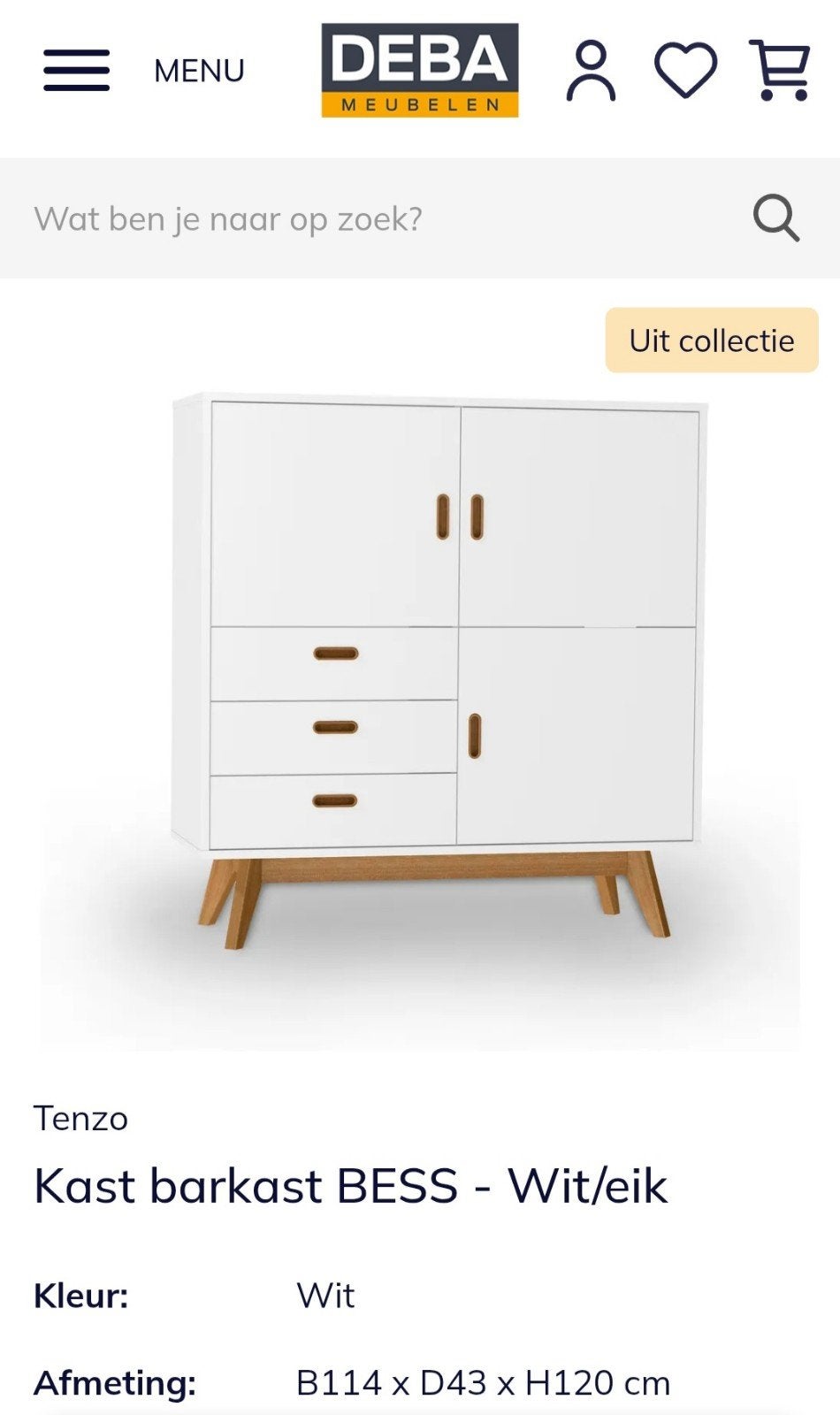 Modern wit dressoir van Tenzo met lades en deuren, Ophalen, Modern, Scandinavisch, Zo goed als nieuw, Overige houtsoorten