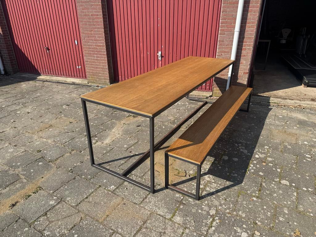 Eettafel met bankje, Huis en Inrichting, Tafels | Eettafels, Gebruikt, 50 tot 100 cm, 150 tot 200 cm, Vier personen, Rechthoekig