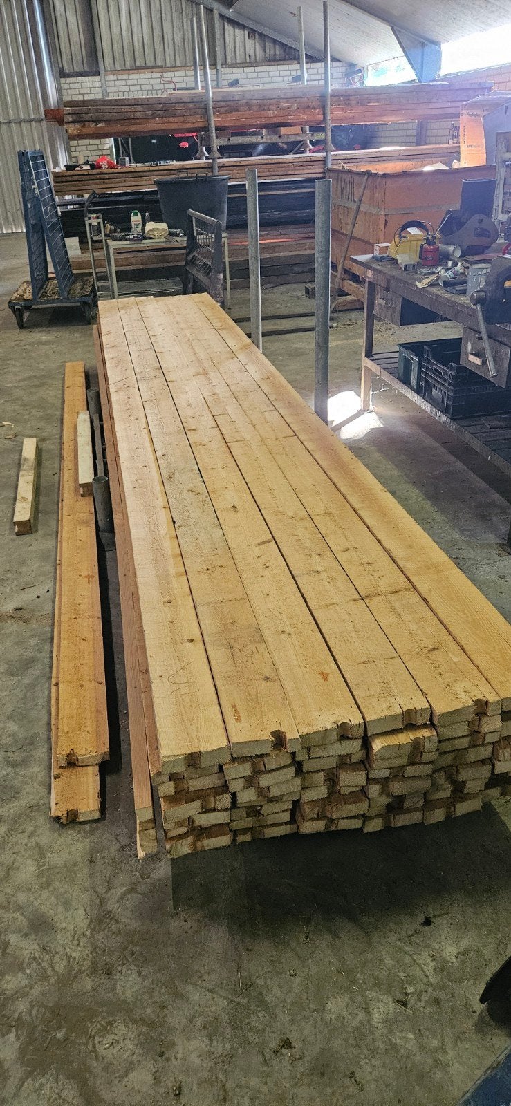 Houten balken voor diverse projecten, Ophalen, Gebruikt, 25 tot 50 mm, 300 cm of meer