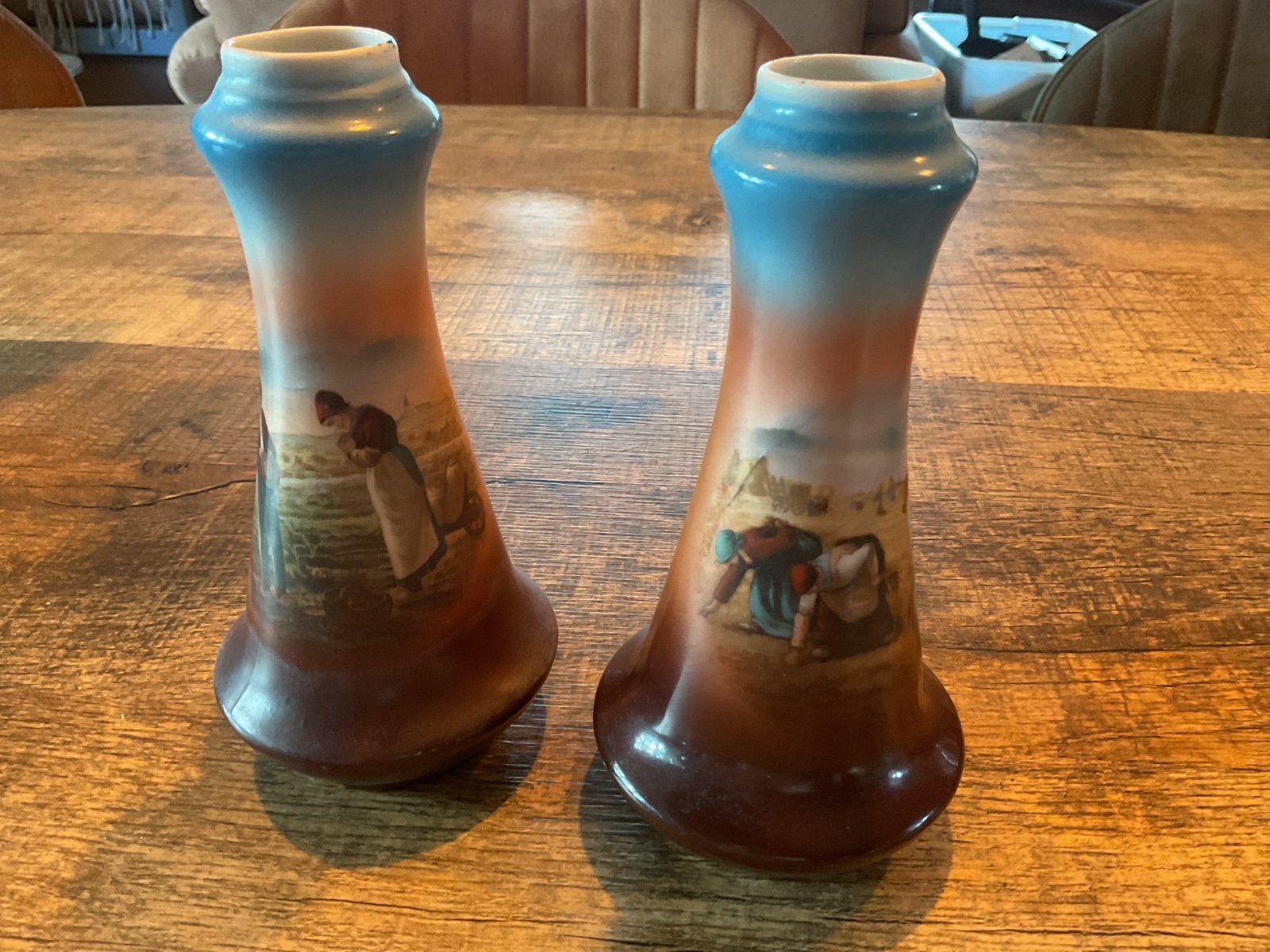 Vintage Vaasjes met Koren Rapers en Landbouw Afbeelding, Ophalen of Verzenden