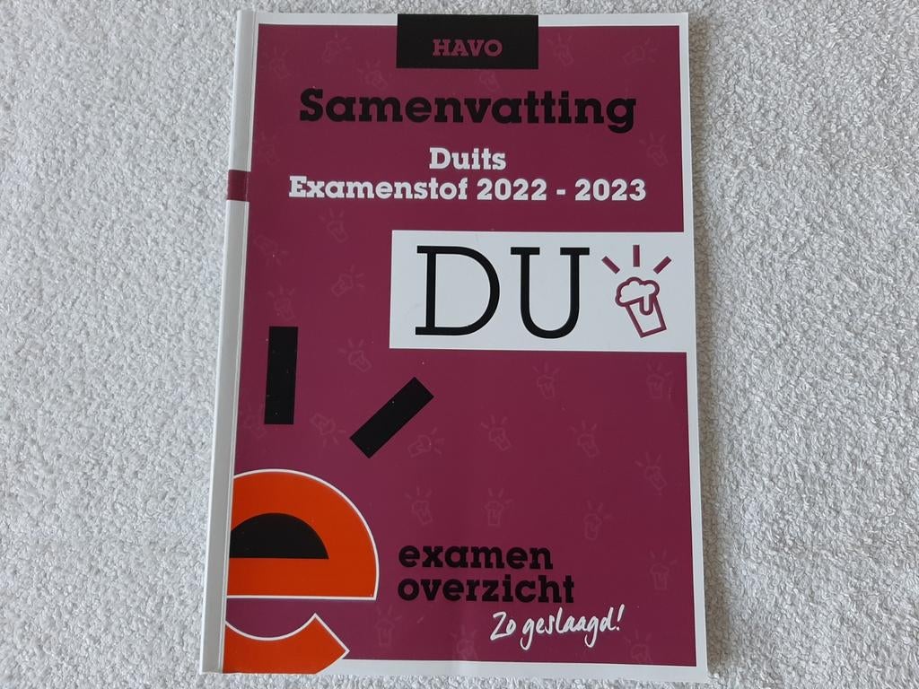 ExamenOverzicht - Samenvatting Examenstof Duits HAVO, Ophalen of Verzenden, ExamenOverzicht, Nederlands, HAVO