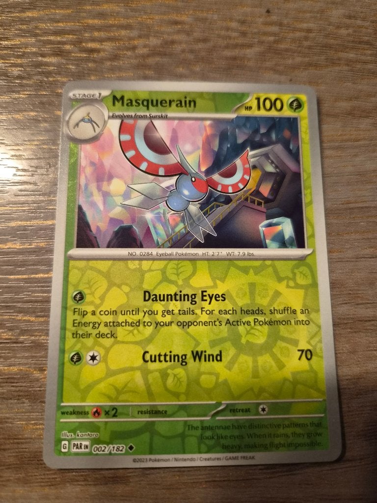 Pokémon Kaart: Masquerain (002/182) - PAR, Ophalen of Verzenden, Zo goed als nieuw, Losse kaart, Foil