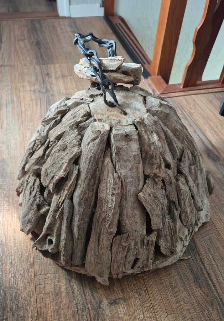 Unieke hanglamp van drijfhout - Natuurlijke sfeer, 50 tot 75 cm, Zo goed als nieuw, Hout, Ophalen