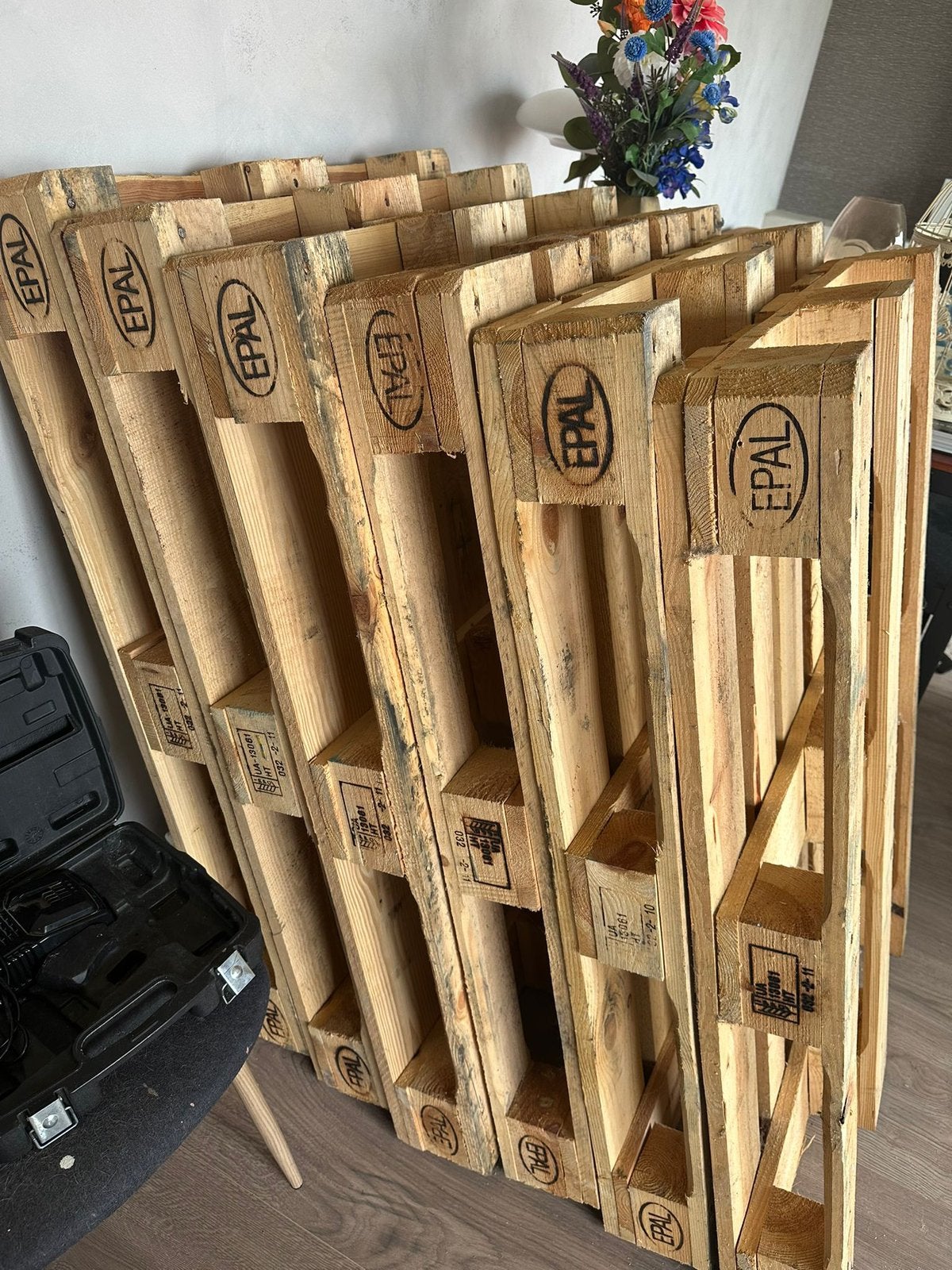 6 Europallets, Doe-het-zelf en Verbouw, Hout en Planken, Ophalen, Gebruikt, 25 tot 50 mm, Pallet