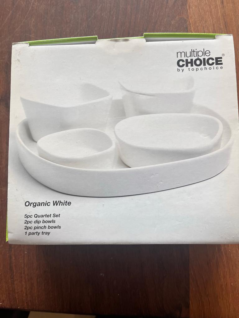 Multiple Choice Organic White 5-delige snackset, Huis en Inrichting, Keuken | Servies, Ophalen, Keramiek, Nieuw, Schaal of Schalen