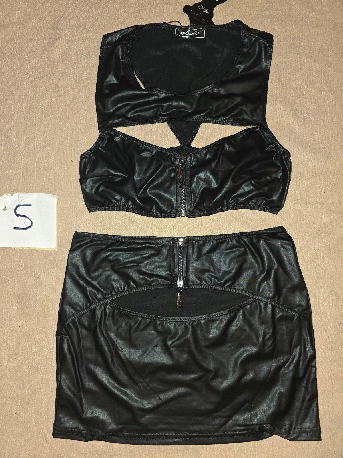 Zwarte Faux Leren Tweedelige Set - Top & Rok, Kleding | Dames, Rokken, Verzenden, Zwart, Nieuw, Onbekend