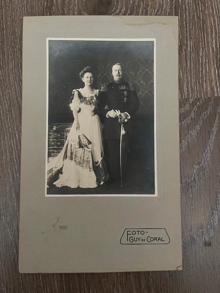 Antieke kabinetsfoto Wilhelmina en Hendrik, Ophalen of Verzenden, Gebruikt, Kaart, Foto of Prent