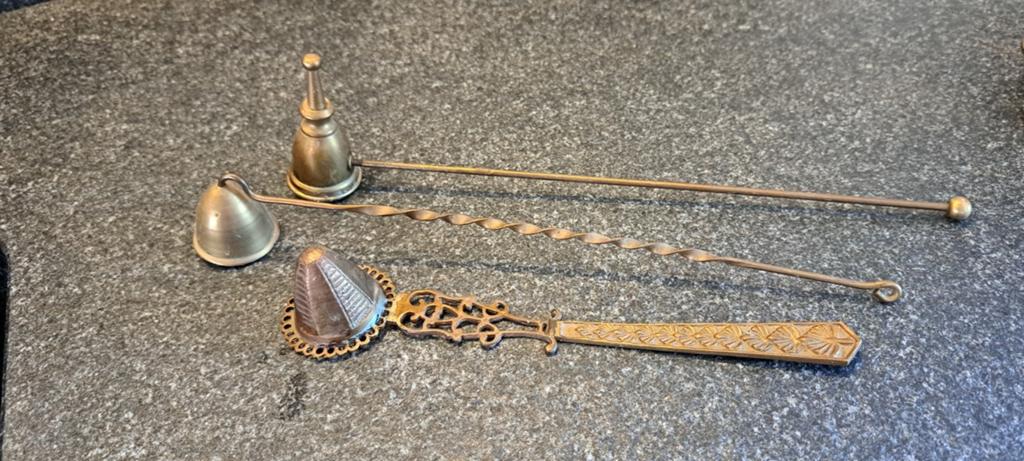 Vintage koperen kaarsaccessoires set, Ophalen of Verzenden