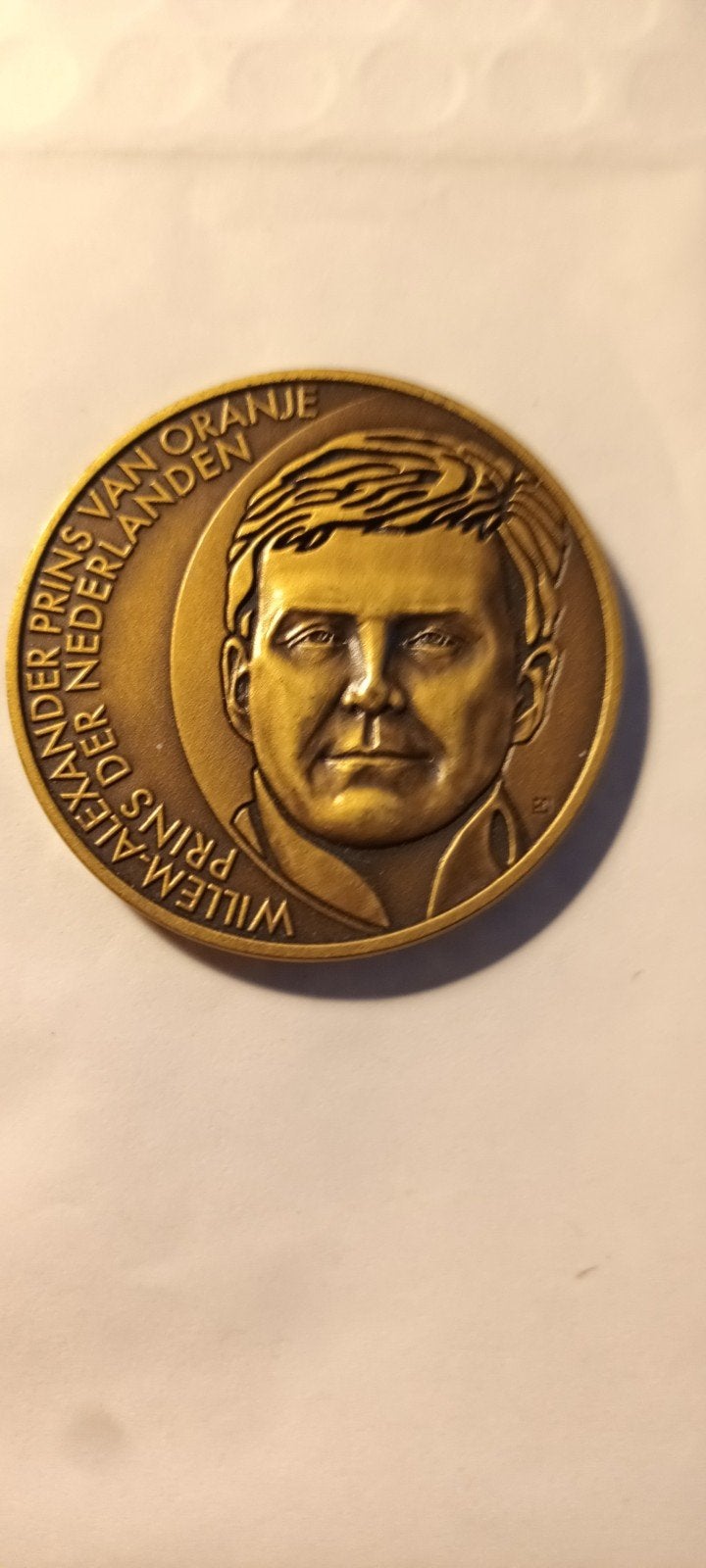 Herdenkingsmunt Willem-Alexander Prins van Oranje, Ophalen of Verzenden, Brons, Nederland