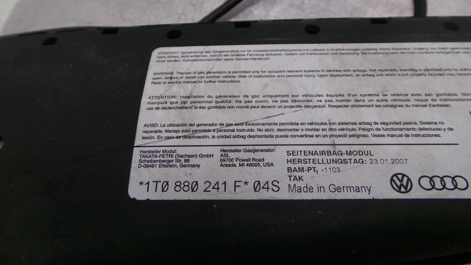 VOLKSWAGEN TOURAN AIRBAG LINKS 2008, Ophalen of Verzenden, Gebruikt, Stiba lid