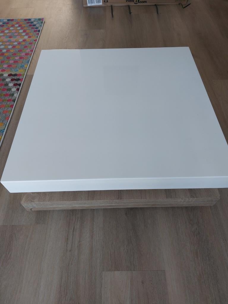 Witte draaibare salontafel, Ophalen, Gebruikt, 50 tot 100 cm, Vierkant