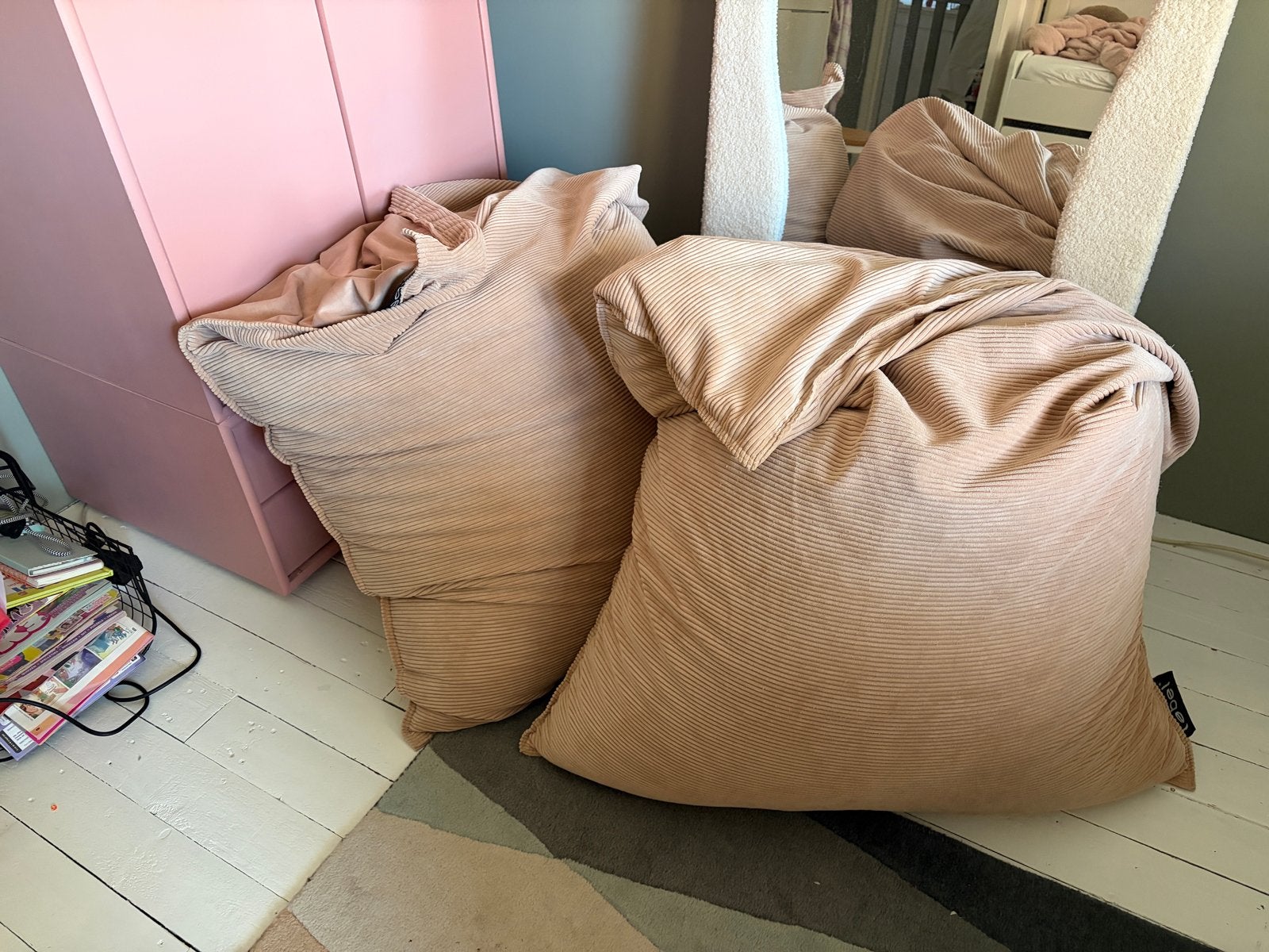 2x Zitzak Lebel - Zo goed als nieuw, Ophalen, Zo goed als nieuw, Beige, Zitzak
