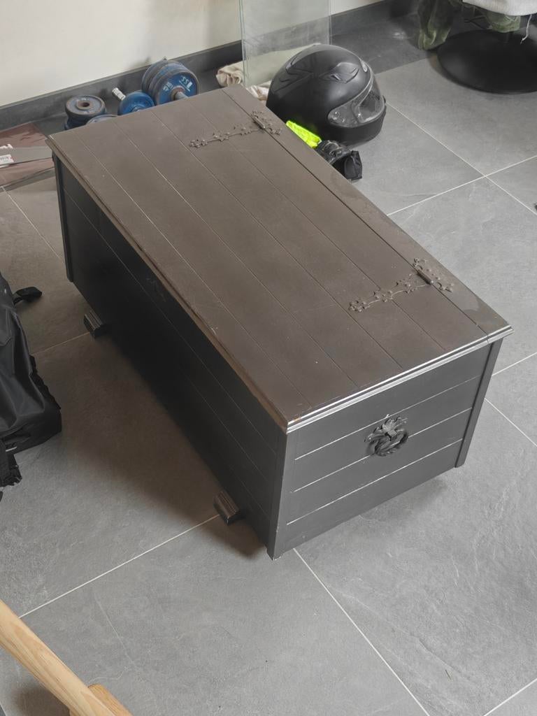 Grijze houten kist met vakken, Ophalen, Gebruikt, 50 tot 100 cm, Minder dan 50 cm