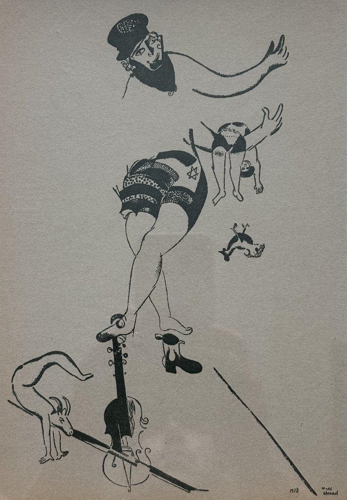 Marc Chagall (1887-1985) - Drie werken, Personages en Fantasiefiguren, Ophalen of Verzenden, Lithografie, Met glas