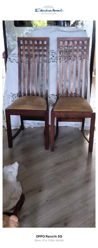 6 Nostalgische Indonesische Houten Eetkamerstoelen, Antiek en Kunst, Antiek | Meubels | Stoelen en Banken, Ophalen