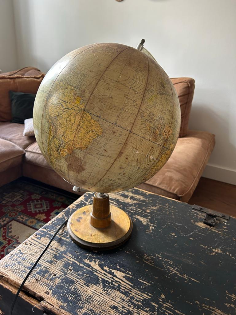 Vintage Erzett Wereldbol / Globe jaren '50 - Duitstalig, Ophalen