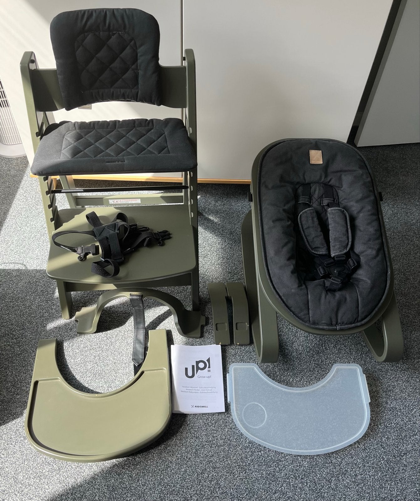 Kidsmill Up! Meegroeistoel met wipstoel en Accessoires, Ophalen, Gebruikt, Meegroeistoel, Afneembaar eetblad
