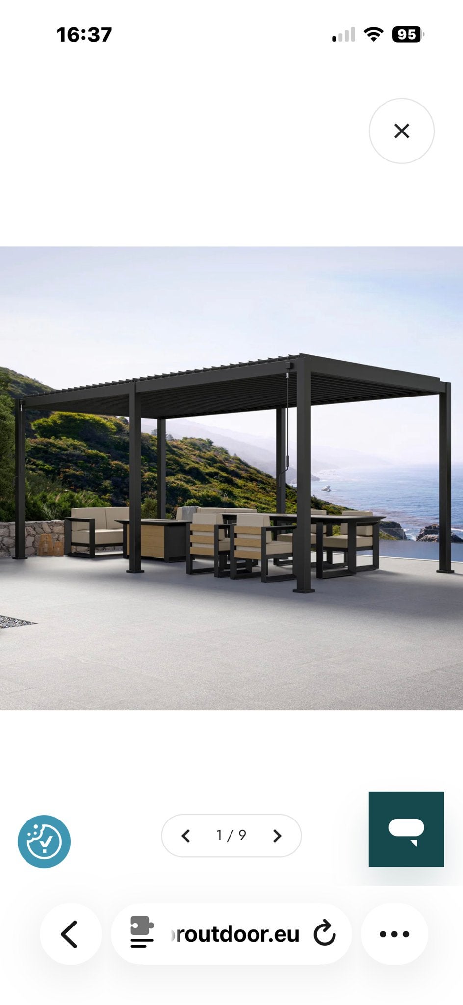 Moderne aluminium pergola met verstelbare lamellen, Tuin en Terras, Overkappingen, Ophalen, Zo goed als nieuw, Tuinpaviljoen
