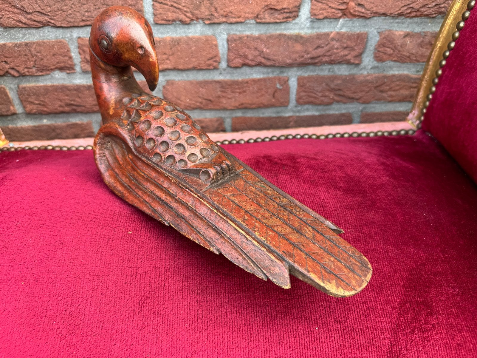 Antieke handgesneden houten cultusvogel, India, Antiek en Kunst, Hout, India, Houtsnijwerk, Handgemaakt