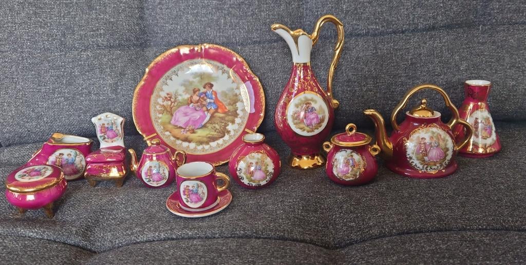 Limoges france miniaturen servies en wandbordje, Ophalen of Verzenden