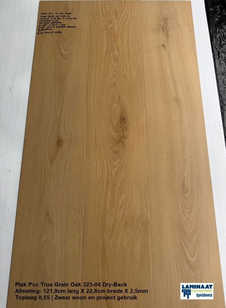 Plak Pvc True Grain Oak 323-04 Natuur eiken Toplaag 0,55, 75 m² of meer, Nieuw, Ophalen of Verzenden, Laminaat